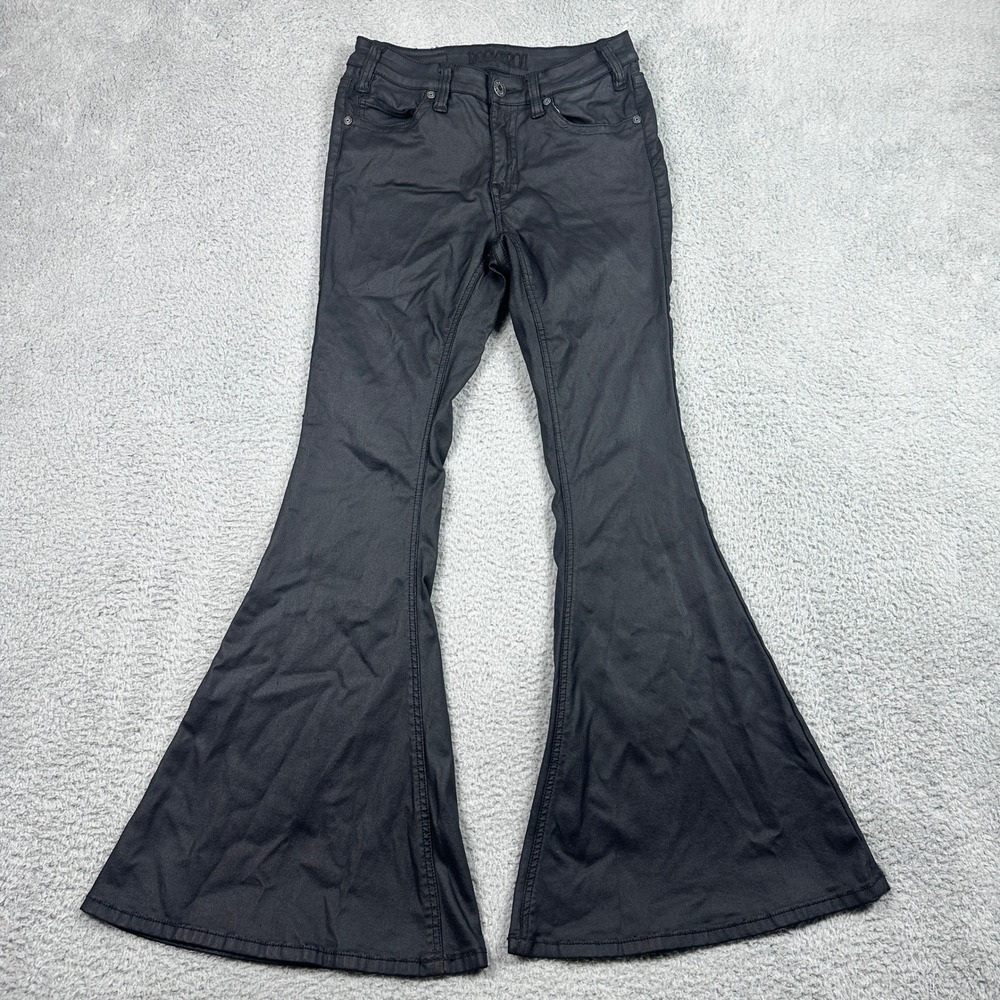 Rock & Roll Denim Bell‎ Bottom Jeans Womens 25 (Fits 25x30) Black Flare Stretch